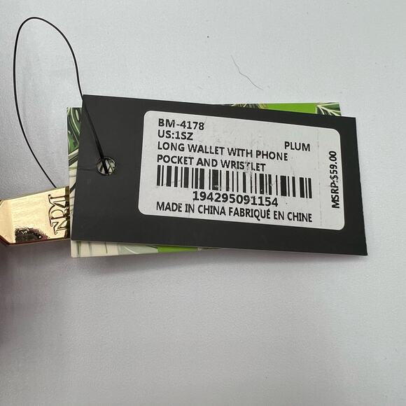 Badgley Mischka Womens Long Wallet Phone Pocket Wristlet Plum Vegan Leather NWT - Picture 4 of 14